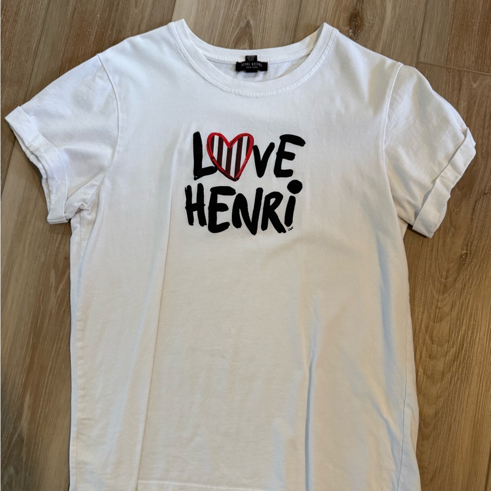 White Graphic Henri Bendel Tee with Love Henri Design